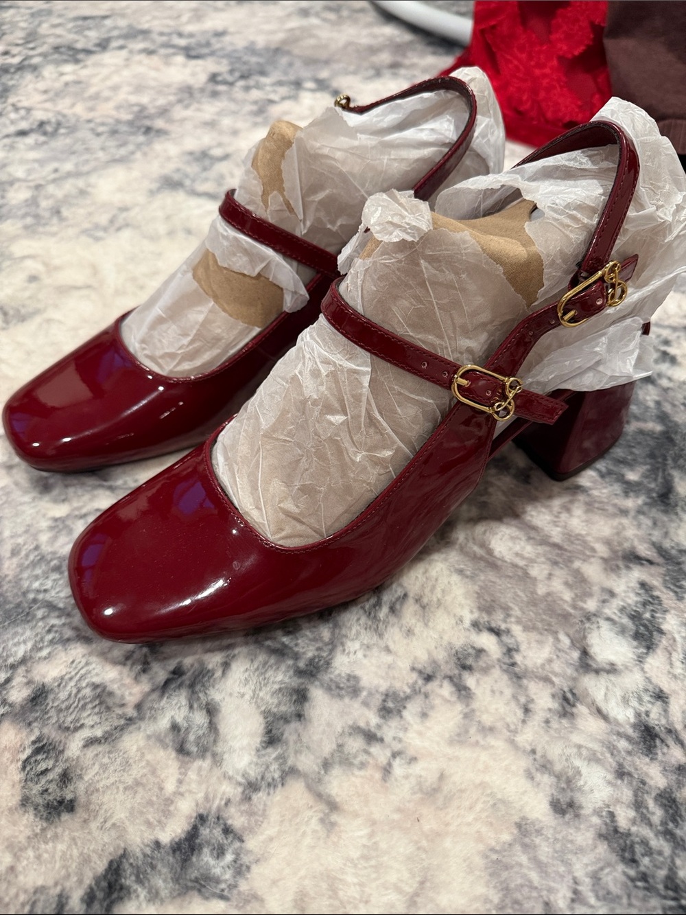 Women’s Burgundy Patent Mary Jane Heels